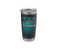 Say No To Digital ID - Freedom & Conservative Barcode Cyan Vaso térmico de acero inoxidable de doble pared