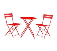 SAYA KIJI - Juego de bistró plegable de 3 piezas, para interior/exterior, 2 sillas y 1 mesa, resistente a la intemperie para interiores y exteriores, color rojo