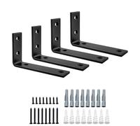 SAYAYO Escuadras para Estanterias de Alta Resistencia 125mm Escuadras Metalicas Soporte de Estantería de Pared Negro 4 Piezas Soportes para Estanterías Flotantes Invisibles Capacidad de Carga 50 KG