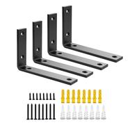 SAYAYO Escuadras para Estanterias de Alta Resistencia 150mm Escuadras Metalicas Soporte de Estantería de Pared Negro 4 Piezas Soportes para Estanterías Flotantes Invisibles Capacidad de Carga 50 KG