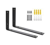 SAYAYO Escuadras para Estanterias de Alta Resistencia 250mm Escuadras Metalicas Soporte de Estantería de Pared Negro 2 Piezas Soportes para Estanterías Flotantes Invisibles Capacidad de Carga 50 KG