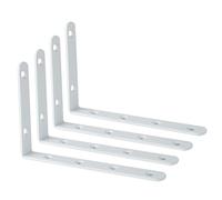 SAYAYO Escuadras para Estanterias, Escuadras Metalicas Blanco Soporte Estanteria Pared, 4 Piezas Acero Inoxidable Soporte de Esquina 90 Grados 150x100, EJ6207W-4P