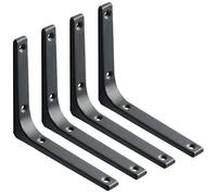 SAYAYO Escuadras para Estanterias, Escuadras Metalicas Negro Soporte Estanteria Pared, 4 Pieza Acero Inoxidable Soporte de Esquina 90 Grados 150x125x20, EJR150B-4P