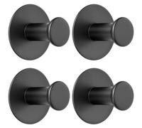 SAYAYO Ganchos Adhesivos para Pared, SUS304 Acero Inoxidable Ganchos para Colgar, Colgador Toalla Baño Negro, Gancho Pared 4 Piezas para Baño, Dormitorio y Cocina