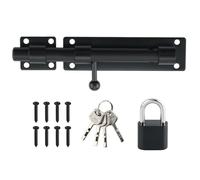 SAYAYO Pestillo Puerta con Candado Cerrojo Puerta con Llave Acero Inoxidable Negro Cerraduras para Puerta Corredera, Puerta Vaivén, Cajón, Armario, EMST8080-B