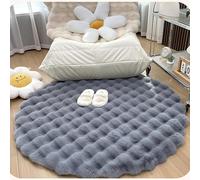 SAYEYBU Alfombra de Piel SintéTica de Conejo, Alfombra Redonda Suave y Esponjosa, Alfombra Peluda para Dormitorio, Lavable a MáQuina para Sala de Estar, Mesa de Centro y Sofá,Gris,160cm