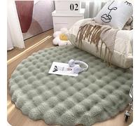 SAYEYBU Alfombra de Piel SintéTica de Conejo, Alfombra Redonda Suave y Esponjosa, Alfombra Peluda para Dormitorio, Lavable a MáQuina para Sala de Estar, Mesa de Centro y Sofá,Verde,90cm