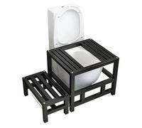SAYEYBU Ayuda TransicióN Inodoro al Inodoro en Cuclillas con ReposapiéS, Estructura Resistente Foso con Almohadillas Antideslizantes para Personas Mayores, NiñOs PequeñOs y Todas Edades,Negro