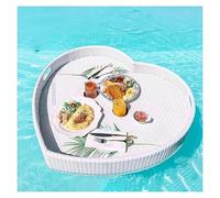 SAYEYBU Bandeja de RatáN Asa, Plato de Fruta para Jugar al Agua al Aire Libre, Bandeja de Desayuno MultifuncióN sobre el Agua, para Desayunos, TéS, Fiestas, FotografíA De Bodas,Blanca,60×60cm