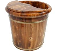 SAYEYBU BañEra De Madera para Pies, BañEra De Madera Maciza para Pies, con Rodillos De Masaje Y Tapa, para SPA En Casa, Masajes, Sauna Y Terapia,Without Wheels