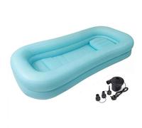 SAYEYBU BañEra Inflable MéDica, Kit Ducha, BañEra PVC con Bolsa Agua, BañEra PortáTil para Personas Mayores, Personas con Discapacidad o Personas Lesionadas para BañArse en Cama,Azul,A