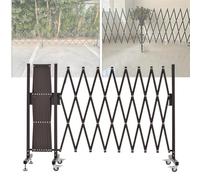 SAYEYBU Barricada MetáLica Extensible, Barrera Seguridad PortáTil con Ruedas, Puerta Tijera Plegable, Barricada MóVil con Pestillo y Valla Ajustable para JardíN Interior,Marrón,500cm