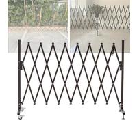SAYEYBU Barricada MetáLica Extensible, Barrera Seguridad PortáTil con Ruedas, Puerta Tijera Plegable, Barricada MóVil con Pestillo y Valla Ajustable para JardíN Interior,Marrón,330cm