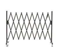 SAYEYBU Barricada MetáLica Extensible, Puerta Tijera Plegable, Valla RetráCtil, Barrera Seguridad PortáTil de FáCil Montaje con Ruedas, Valla Temporal Ajustable con Pestillo,Marrón,330cm