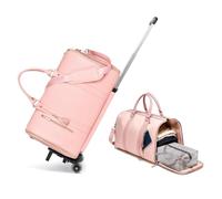 SAYEYBU Bolsa Portatrajes de Viaje 3 en 1 con Ruedas, Bolsón de Viaje Rodante de 45L,Rosado
