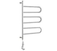 SAYEYBU Calentador Toallas Pared, Calentador de Toallas EléCtrico Giratorio con 3 Barras Redondas para BañO, Riel Calefactor de Acero Inoxidable Giratorio 180° Calentamiento RáPido,Plata