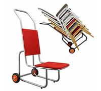 SAYEYBU Carro Comercial para Sillas, Carro de Apilamiento de Hierro Robusto, Carro de Almacenamiento & Transporte Resistente Que Soporta hasta 10 Sillas de Resina Plástica & Madera