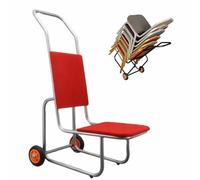 SAYEYBU Carro Sillas de Banquete de Hierro Robusto, Carro Resistente para Almacenamiento & Transporte, Capacidad de 10 Sillas de Resina Plástica & Madera