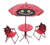 SAYEYBU Conjunto De Patio Infantil De 4 Piezas, Mesa De Picnic De JardíN para NiñOs PequeñOs, con Sombrilla Y 2 Sillas Plegables, Conjunto De Muebles De Exterior para NiñOs,02