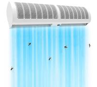 SAYEYBU Cortina Aire, Puerta Aire Comercial para Interiores, 2 Velocidades y DireccióN Flujo Aire Ajustables, Cortina Aire para Uso DoméStico, FáCil InstalacióN,Blanca,Button120CM