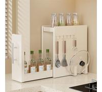 SAYEYBU Especiero Estrecho con CajóN, Estante ExtraíBle para Encimera Cocina con Ganchos MagnéTicos, Estante Pie para Condimentos, para Frascos, Sal, Salsas y Vinagre,Blanca,11.5 * 35 * 34cm