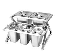 SAYEYBU EstacióN Almacenamiento Ingredientes Pizza, Contenedores Condimentos Ajustables Acero Inoxidable 1 y 2 Filas con Tapas Cucharas, Exhibidor Servir Alimentos, EstacióN Buffet Cocina Hogar,14