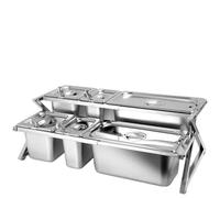 SAYEYBU EstacióN Ingredientes Pizza con Tapas, Recipientes Acero Inoxidable para Alimentos, Dispensador Condimentos, Especiero Encimera, para Salsas, Ensaladas, Mermeladas, Frutas, Ingredientes,21