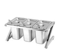 SAYEYBU EstacióN Ingredientes Pizza con Tapas, Recipientes Acero Inoxidable para Alimentos, Dispensador Condimentos, Especiero Encimera, para Salsas, Ensaladas, Mermeladas, Frutas, Ingredientes,01