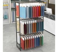 SAYEYBU Expositor De Muestras De Tela De Doble Cara Independiente, Organizador MetáLico De Muestras, Expositor De Suelo para Bufandas, para Salas De ExposicióN Y Estudios,Negro,120cm