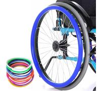 SAYEYBU Funda Protectora Resistente Al Desgaste Aro Empuje, Fundas Silicona Antideslizantes Aro Empuje Silla Ruedas de 50, 56 y 60 Cm, Accesorios EmpuñAduras Rueda Trasera,Azul,22in