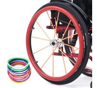 SAYEYBU Funda Protectora Resistente Al Desgaste Aro Empuje, Fundas Silicona Antideslizantes Aro Empuje Silla Ruedas de 50, 56 y 60 Cm, Accesorios EmpuñAduras Rueda Trasera,Rojo,22in