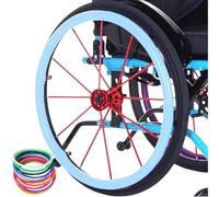 SAYEYBU Funda Protectora Resistente Al Desgaste Aro Empuje, Fundas Silicona Antideslizantes Aro Empuje Silla Ruedas de 50, 56 y 60 Cm, Accesorios EmpuñAduras Rueda Trasera,Cyan,24in