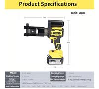 SAYEYBU Herramientas De Crimpado para Terminales De Cable, Crimpera HidráUlica Recargable De 16-300 Mm², con 11 Pares De Matrices, para Terminales De Cobre,a