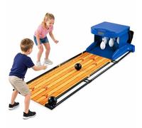 SAYEYBU Juego Pista Bowling Electrónico, Máquina Bowling Eléctrica con Reinicio Automático y Marcador LED, Efectos Luz y Sonido, Set Bowling Interior Plegable para Niños y Adultos,3.5m