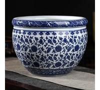 SAYEYBU Maceta China De Porcelana Azul Y Blanca con Forma De Pecera, Maceta Tradicional De CeráMica, con DiseñO De DragóN Estilo Oriental, para Decorar La Sala De Estar,02,18.5x13.5cm