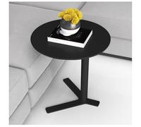 SAYEYBU Mesa Auxiliar Moderna Hierro Forma C, Mesa Auxiliar Redonda PequeñA para Sala, Dormitorio y BañO, Muebles MetáLicos con Detalles Deslizantes para Sofá, SillóN o Cama,Negro,19.6in
