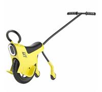 SAYEYBU Monociclo Equilibrio 2-en-1 12 Pulgadas para Niños Pequeños, Bicicleta Empujar Padre-Hijo con Luces, Manillas & Ruedas Auxiliares, Juguete Carreras para Niños Interior & Exterior,Amarillo