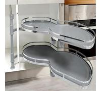 SAYEYBU Organizador para Gabinete Esquina Ciega con Cierre Suave, Bandeja Oscilante 2 Niveles con Altura Ajustable, Lazy Susan para Estante Ciego para Rincones Cocina y Hogar,Pull out Right,900mm