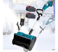 SAYEYBU Pala De Nieve InaláMbrica, Soplador De Nieve EléCtrico InaláMbrico A BateríA, Ancho De Despeje De 30 Cm, Soplador De Nieve Plegable para Patios,Azul,2 Battery