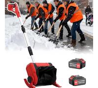 SAYEYBU Pala De Nieve InaláMbrica, Soplador De Nieve EléCtrico InaláMbrico A BateríA, Ancho De Despeje De 30 Cm, Soplador De Nieve Plegable para Patios,Rojo,2 Battery