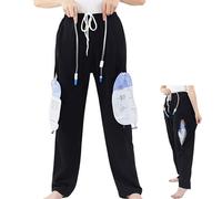 SAYEYBU Pantalones Bolsa Orina Pierna para Hombres y Mujeres, Pantalones Soporte Bolsa Orina con 2 Bolsillos Ocultos con Cremallera, para Pacientes con NefrostomíA, CistostomíA, OstomíA,Negro,XL