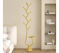 SAYEYBU Perchero MetáLico con 8 Ganchos, Perchero De Pie De Acero Al Carbono, con Estante De Almacenamiento, para Dormitorio, Pasillo, Entrada Y Sala De Estar,Oro,168 * 28.5cm