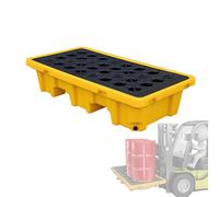 SAYEYBU Plataforma ContencióN Derrames con DesagüE, Palet Polietileno Prueba Fugas Cubos Pintura, Bidones Aceite y Otros Recipientes Apilables Gran Capacidad,Amarillo,(130 * 68 * 15cm)