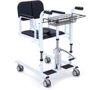SAYEYBU Silla De Traslado HidráUlica para Pacientes En Casa, Silla De Ruedas PortáTil con Inodoro, Altura Ajustable, Asiento Abatible A 180°, Capacidad De Carga: 200 Kg,Negro,with+Storage Rack