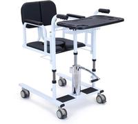 SAYEYBU Silla De Traslado HidráUlica para Pacientes En Casa, Silla De Ruedas PortáTil con Inodoro, Altura Ajustable, Asiento Abatible A 180°, Capacidad De Carga: 200 Kg,Negro,with Desk+Storage