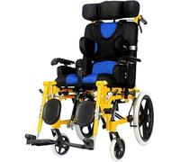 SAYEYBU Silla Ruedas NiñOs ParáLisis Cerebral, Reposacabezas Ajustable/PosicióN Sentada/Altura Reposabrazos, Silla Ruedas Infantil DiseñO ErgonóMico Y Tumbado Completo ParáLisis Cerebral,Amarillo