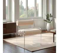 SAYEYBU Sillas Auxiliares con Respaldo y CojíN, Banco Zapatero AcríLico para Ocio, Silla Escritorio Transparente, Altura Asiento 45 Cm, para Comedor, Cocina y Sala Estar,Blanca,Large