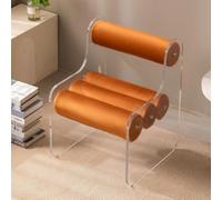 SAYEYBU Sillas Auxiliares con Respaldo y CojíN, Banco Zapatero AcríLico para Ocio, Silla Escritorio Transparente, Altura Asiento 45 Cm, para Comedor, Cocina y Sala Estar,Naranja,Large