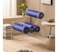 SAYEYBU Sillas Auxiliares con Respaldo y CojíN, Banco Zapatero AcríLico para Ocio, Silla Escritorio Transparente, Altura Asiento 45 Cm, para Comedor, Cocina y Sala Estar,Azul,Small