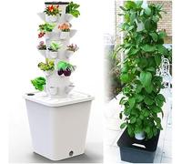 SAYEYBU Sistema Cultivo HidroponíA JardíN Torre 10-30 Sitios Planta Plantilla JardíN Vertical Kit JardíN Inteligente Interior con Bomba Y Tanque Agua MóVil (No Se Incluyen PláNtulas),Blanca,25 Holes